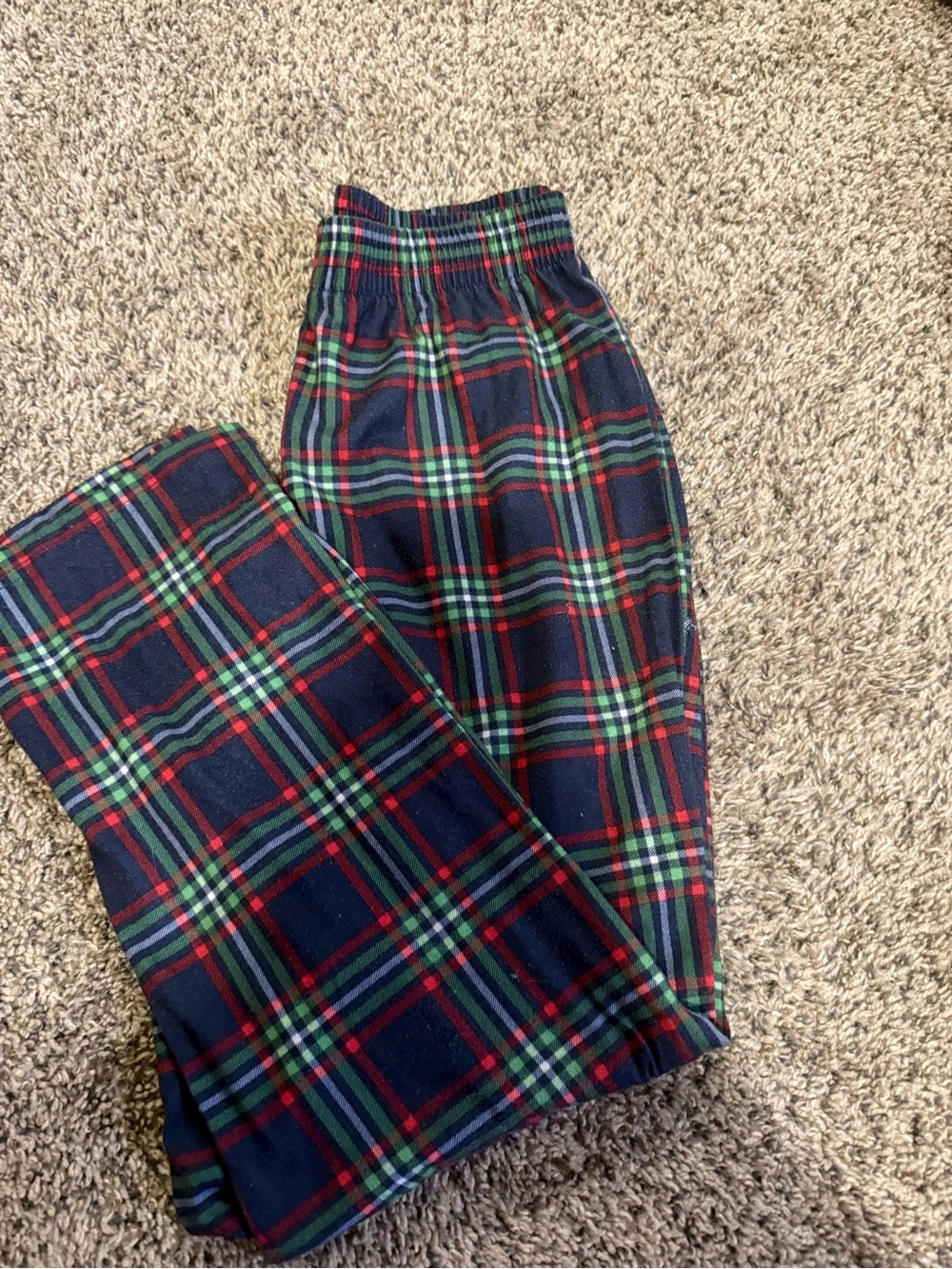 Kids Plaid Navy Red Green Elastic Waist Bottoms